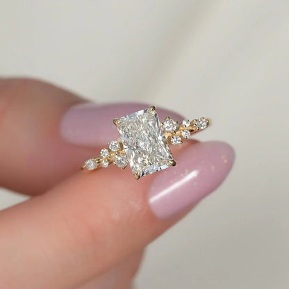 2.00ct radiant cut lab grown diamond engagement ring, shared prong setting, hidden halo, IGI certified bridal ring, wedding ring, luxury solitaire ring