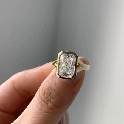 2.00ct radiant cut lab grown diamond ring, modern bezel engagement ring, IGI certified, bridal wedding jewelry, luxury solitaire, ethical diamond