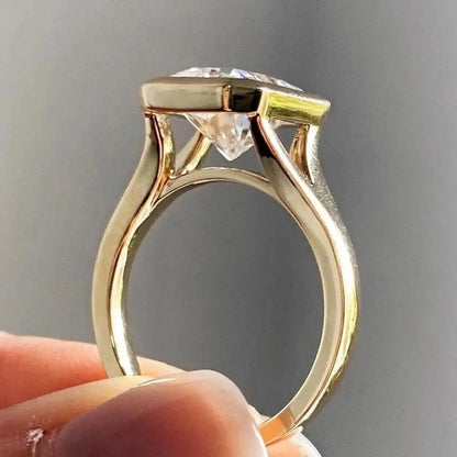 Radiant cut 2.00ct lab grown diamond engagement ring bezel modern style, IGI certified, bridal wedding ring, luxury solitaire sustainable jewelry