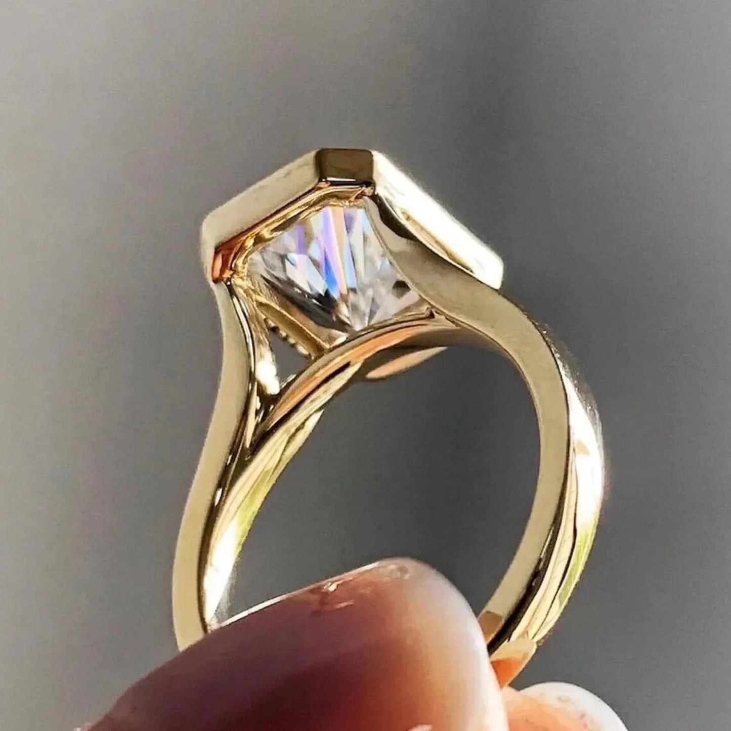 2.00 CT Radiant Lab Grown Diamond Engagement Ring | Modern Bezel Ring | IGI Certified 