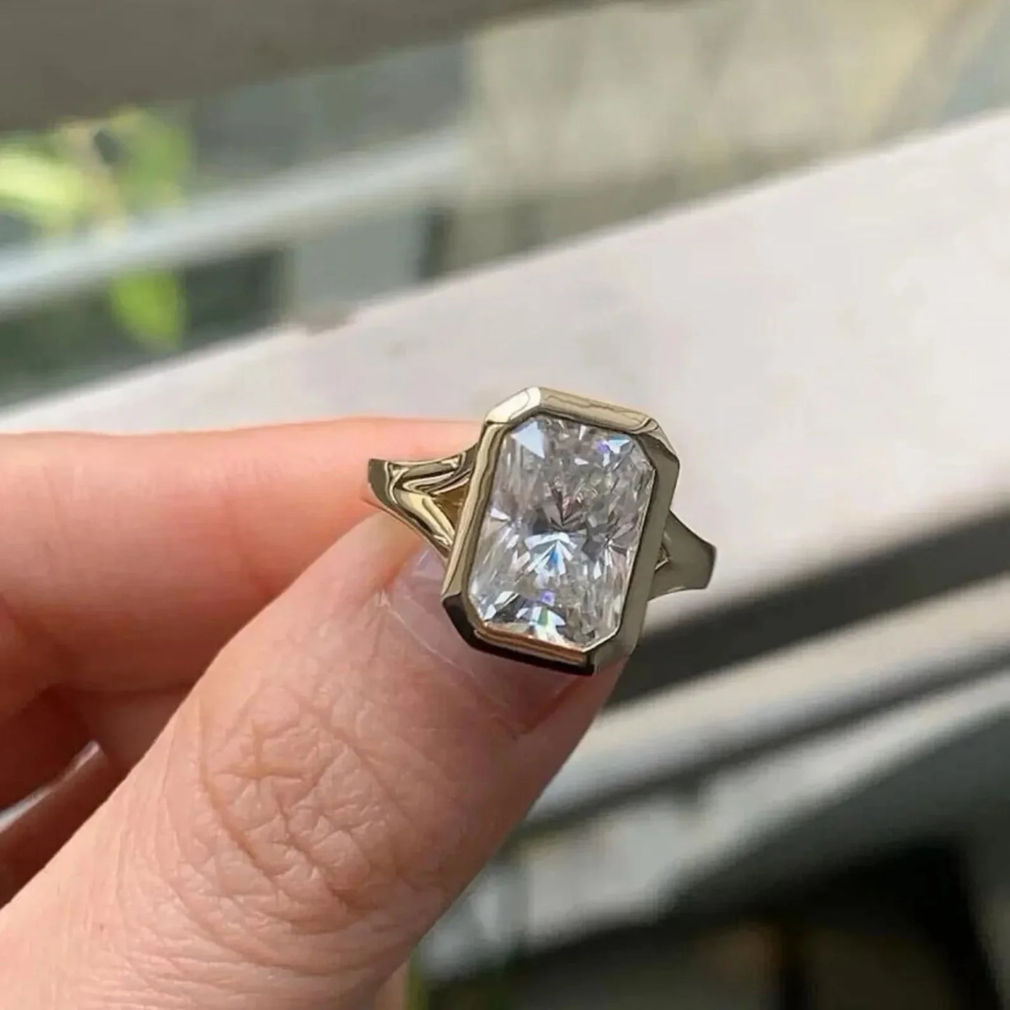 2.00 CT Radiant Lab Grown Diamond Engagement Ring | Modern Bezel Ring | IGI Certified 
