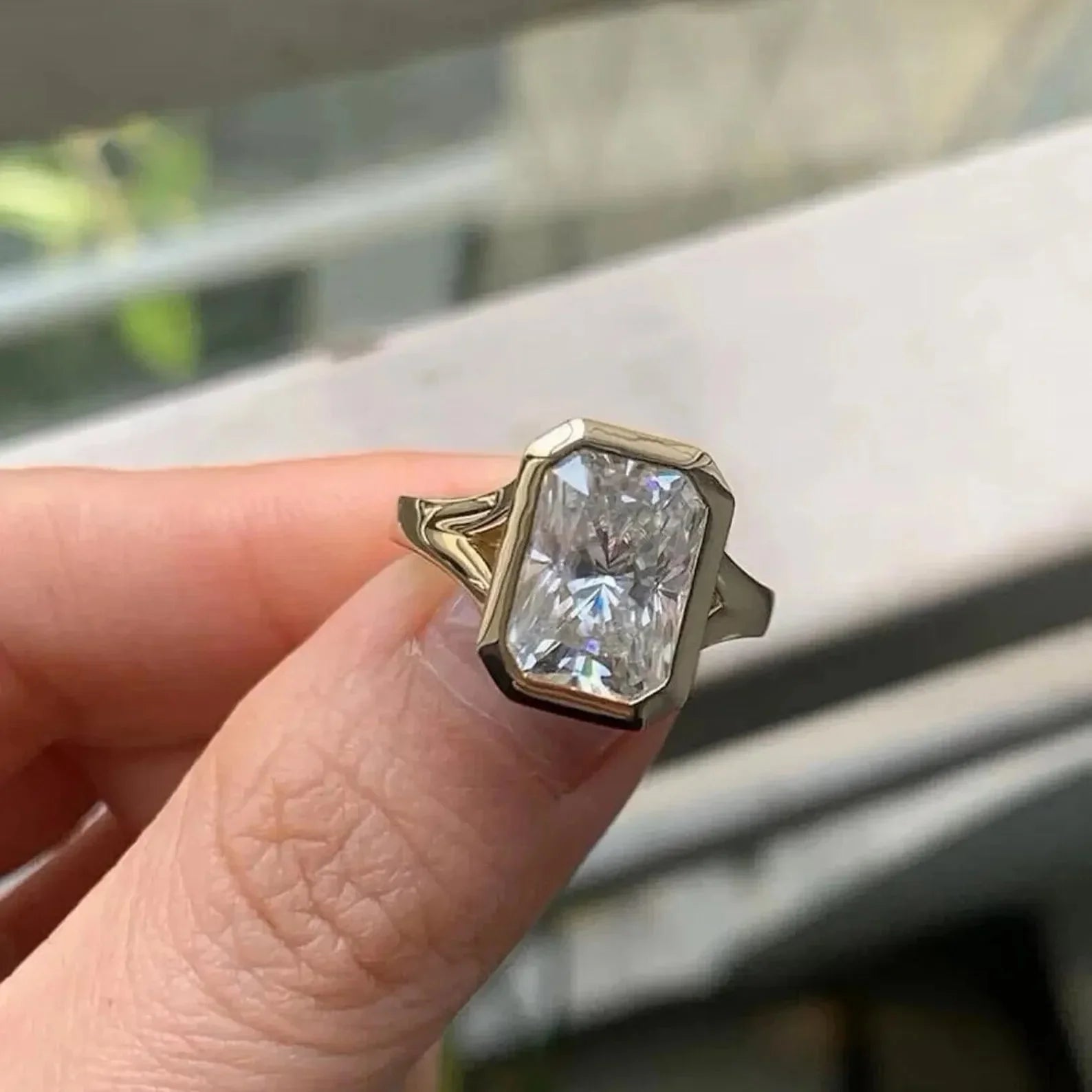 2.00 CT Radiant Lab Grown Diamond Engagement Ring | Modern Bezel Ring | IGI Certified 
