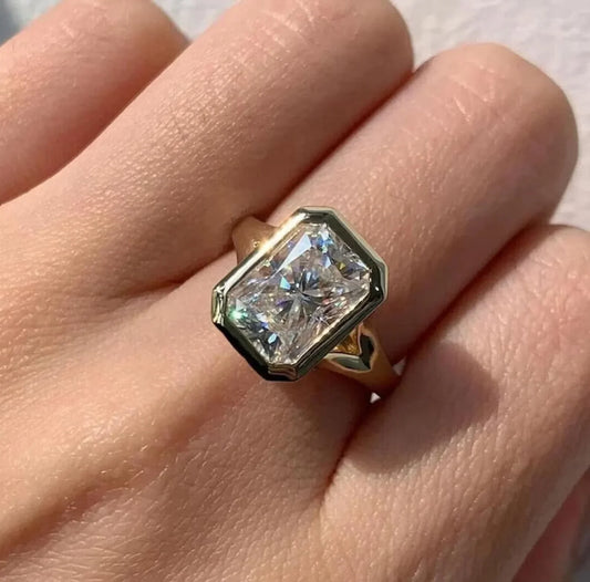 2.00ct radiant lab grown diamond engagement ring, modern bezel setting, IGI certified, bridal wedding ring, luxury solitaire, sustainable fine jewelry