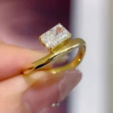 2.00ct radiant lab grown diamond engagement ring, IGI certified, yellow gold solitaire ring, modern bridal wedding luxury jewelry piece, sustainable