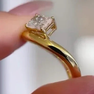 2.00 CT Radiant Lab Grown Diamond Engagement Ring | Yellow Gold Solitaire Ring | IGI Certified 