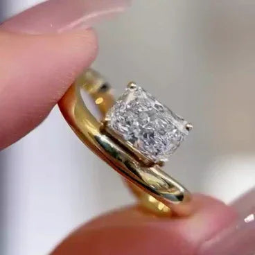 2.00 CT Radiant Lab Grown Diamond Engagement Ring | Yellow Gold Solitaire Ring | IGI Certified 