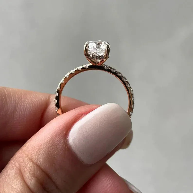 1.80 CT Cushion Lab Grown Diamond Engagement Ring | Hidden Halo Ring | IGI Certified 