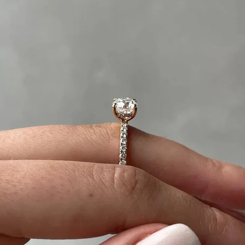 1.80 CT Cushion Lab Grown Diamond Engagement Ring | Hidden Halo Ring | IGI Certified 