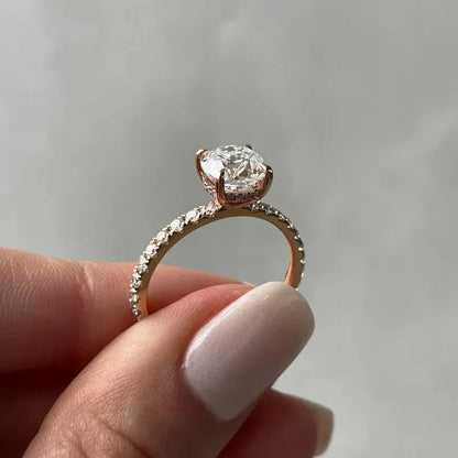 2.00 TCW Cushion Lab Grown Diamond Engagement Ring | Hidden Halo Ring | IGI Certified 