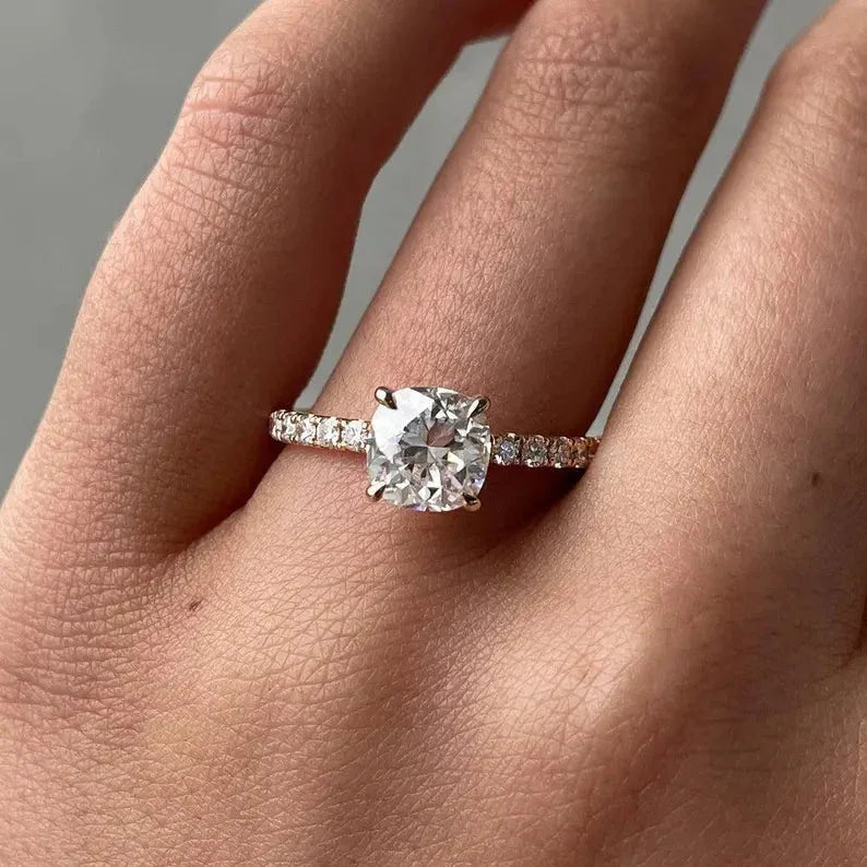 1.80 CT cushion lab grown diamond engagement ring, hidden halo design, IGI certified bridal ring, wedding ring, luxury solitaire sustainable jewelry