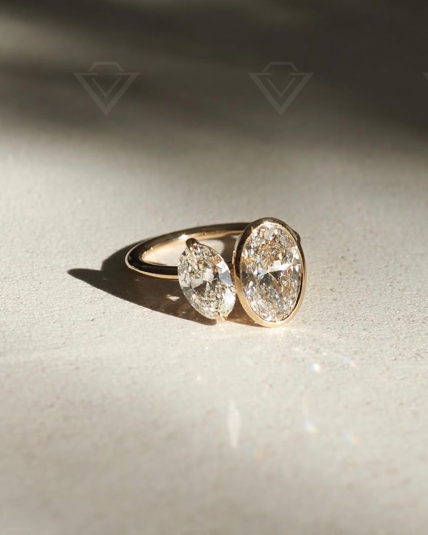 2.00 TCW Oval Lab Grown Diamond Engagement Ring IGI Certified Toi et Moi Style Ring, Sustainable Bridal Jewelry, Modern Engagement Wedding Ring Design
