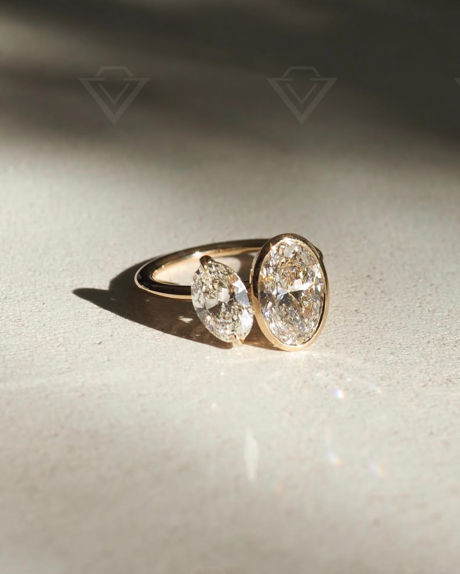 2.00 TCW Oval Lab Grown Diamond Engagement Ring IGI Certified Toi et Moi Style Ring, Sustainable Bridal Jewelry, Modern Engagement Wedding Ring Design