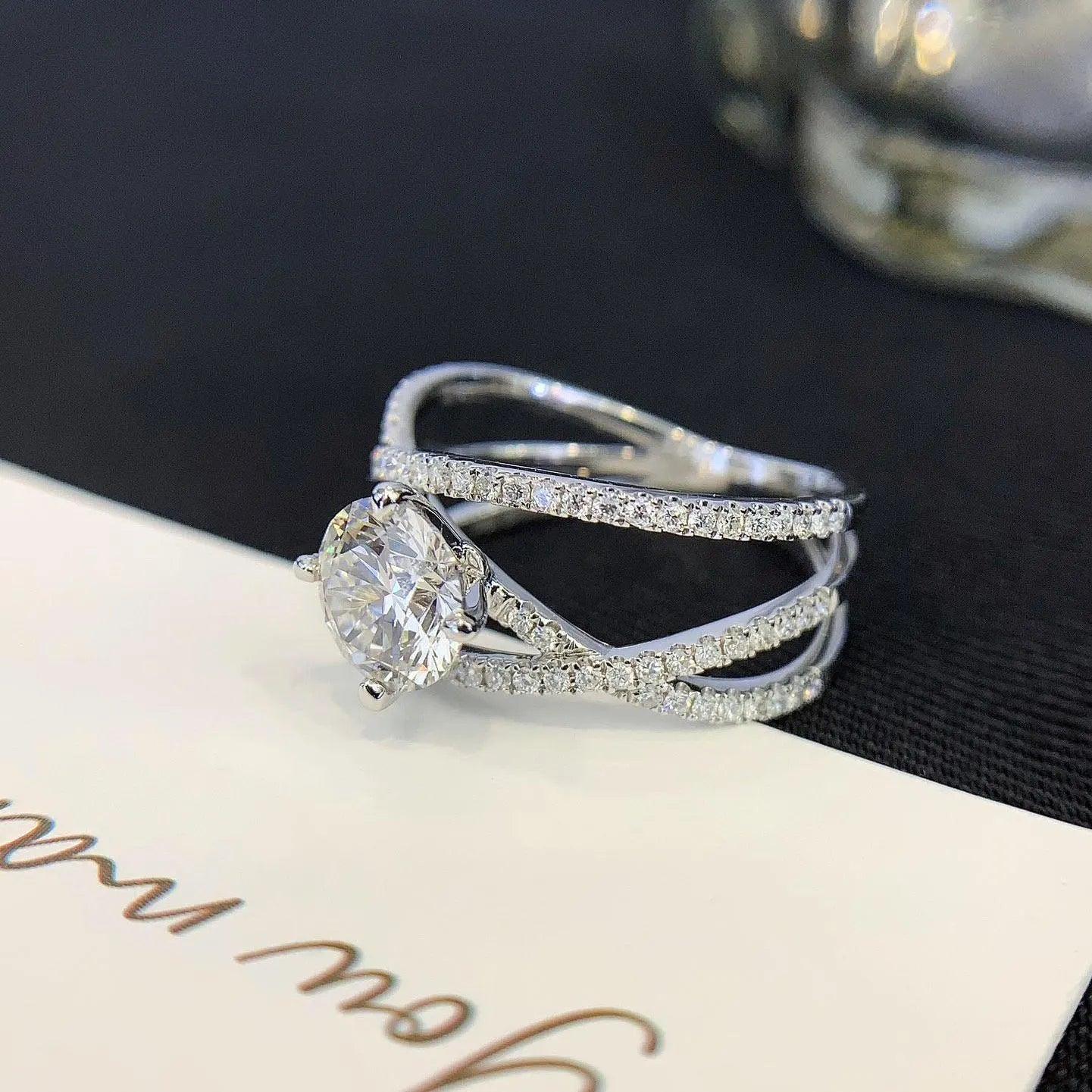 1.50 CT IGI Certified Round Lab Grown Diamond Engagement Ring, Wave Band, Round Brilliant Cut, Solitaire Bridal Ring, Ethical Sustainable Jewelry