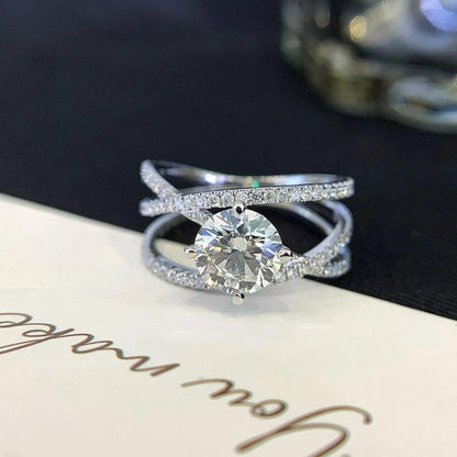 2.00 TCW Round Lab Grown Diamond Engagement Ring | Wave Band Ring | IGI Certified 