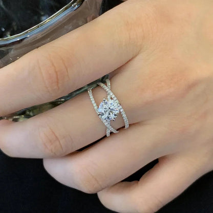 2.00 TCW Round Lab Grown Diamond Engagement Ring | Wave Band Ring | IGI Certified 