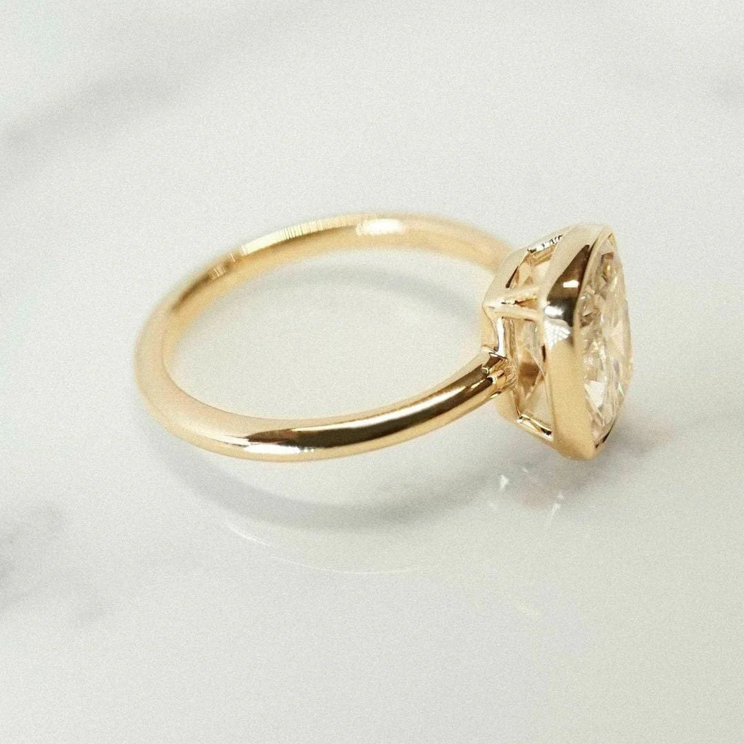 2.00ct IGI Certified Cushion Lab Grown Diamond Engagement Ring Bezel Setting Cushion Cut Lab Diamond Bridal Wedding Ring Sustainable Luxury Jewelry