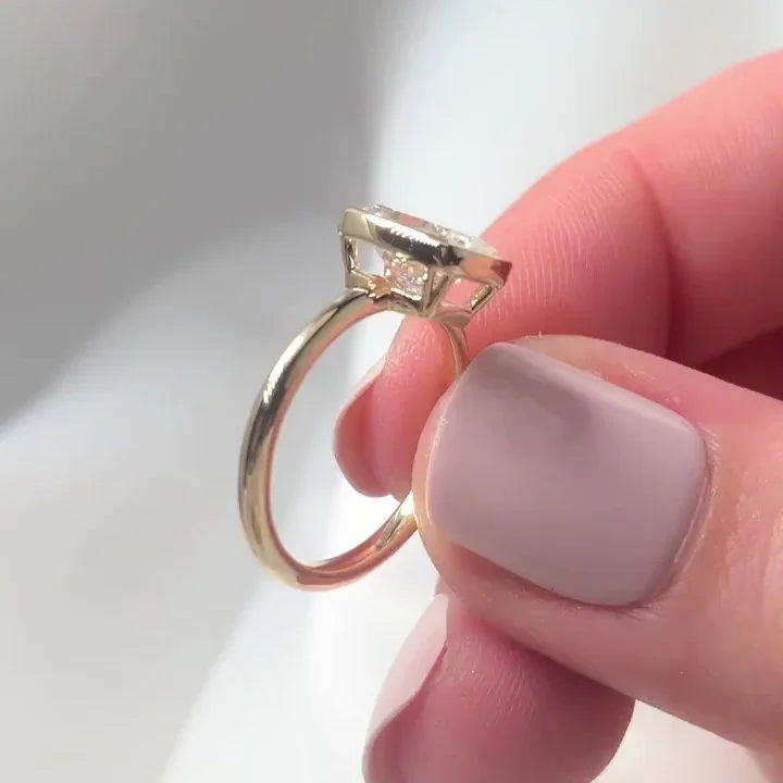 2.00ct Cushion Lab Grown Diamond Engagement Ring | Bezel Setting | IGI Certified 