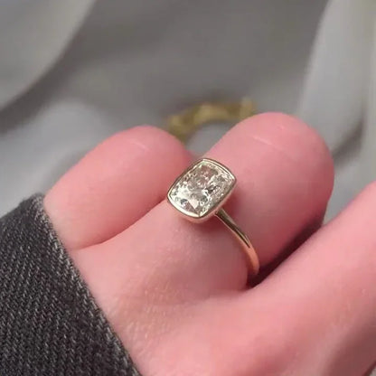 2.00ct Cushion Lab Grown Diamond Engagement Ring | Bezel Setting | IGI Certified 