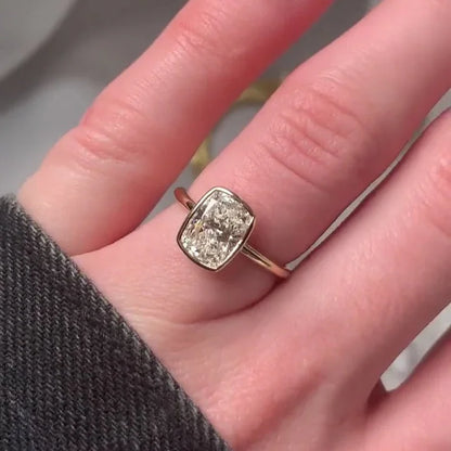 2.00ct Cushion Lab Grown Diamond Engagement Ring | Bezel Setting | IGI Certified 