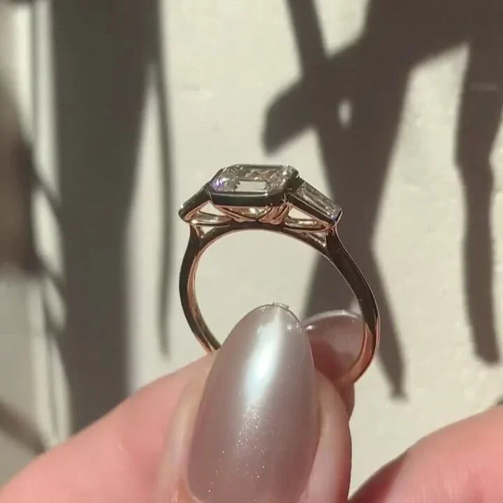 2.00ct Emerald Lab Grown Diamond IGI Certified Engagement Ring East West Bezel Setting Emerald Cut Bridal Ring Wedding Jewelry Sustainable Luxury