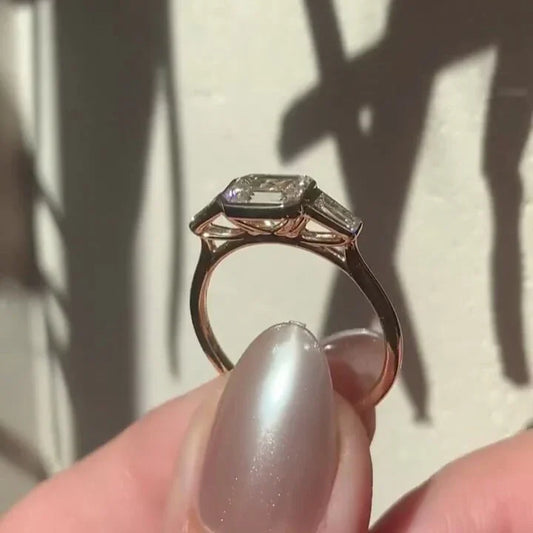 2.00ct Emerald Lab Grown Diamond IGI Certified Engagement Ring East West Bezel Setting Emerald Cut Bridal Ring Wedding Jewelry Sustainable Luxury