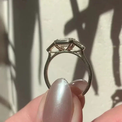 2.00ct Emerald Lab Grown Diamond Engagement Ring | East-West Bezel Setting | IGI Certified 