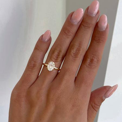 Premium 2.00ct oval lab grown diamond engagement ring IGI certified, handcrafted double 4 claw prong setting luxury wedding bridal jewelry ring ethical lab diamond
