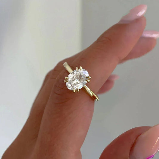 Luxury 2.00ct oval lab grown diamond engagement ring IGI certified ethical gemstone, double tipped 4 claw solitaire bridal wedding fine jewelry ring