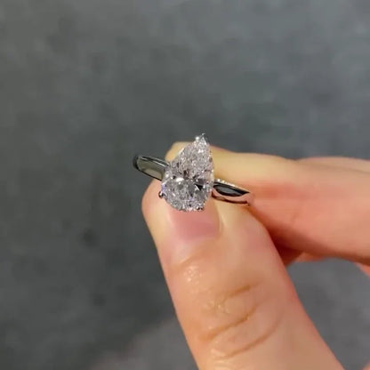 2.00ct Pear Lab Grown Diamond Engagement Ring | Hidden Halo Solitaire Setting | IGI Certified 