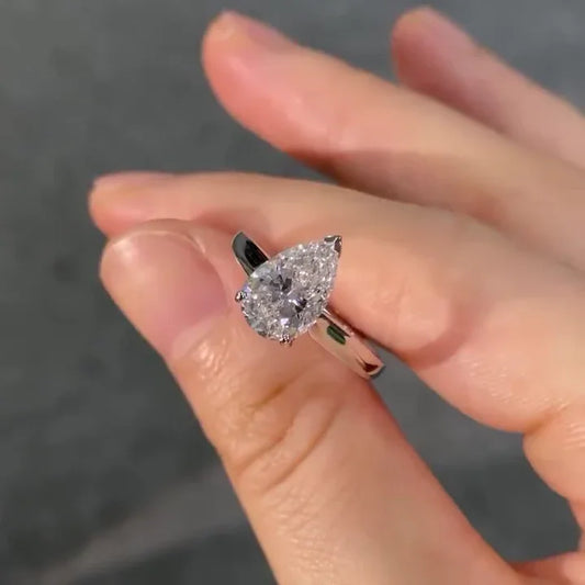 Luxury 2.00ct pear lab grown diamond engagement ring IGI certified hidden halo solitaire setting, ethical gemstone bridal wedding ring fine jewelry