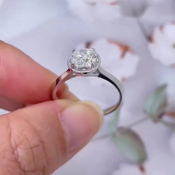 Elegant 2.00ct round lab grown diamond engagement ring IGI certified, solitaire bezel knife edge setting ethical diamond wedding bridal jewelry ring