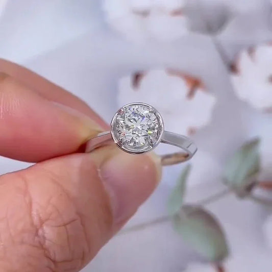 Luxury 2.00ct round lab grown diamond engagement ring IGI certified ethical diamond bezel knife edge setting solitaire wedding bridal fine jewelry ring
