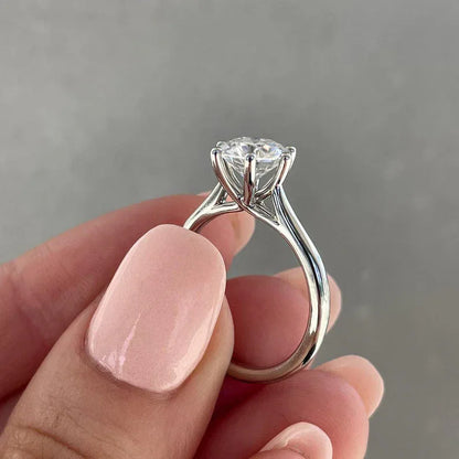 Premium 2.00ct round lab grown diamond engagement ring IGI certified sustainable diamond cathedral solitaire 6 claw setting luxury bridal wedding ring jewelry