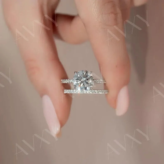 Luxury 2.00ct round lab grown diamond engagement ring IGI certified ethical diamond pave band setting solitaire wedding bridal fine jewelry engagement ring