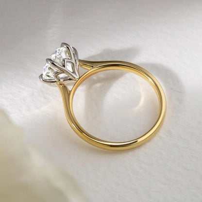 Brilliant 2.00ct round lab grown diamond engagement ring IGI certified ethical lab diamond two tone cathedral 6 prong engagement wedding bridal luxury ring
