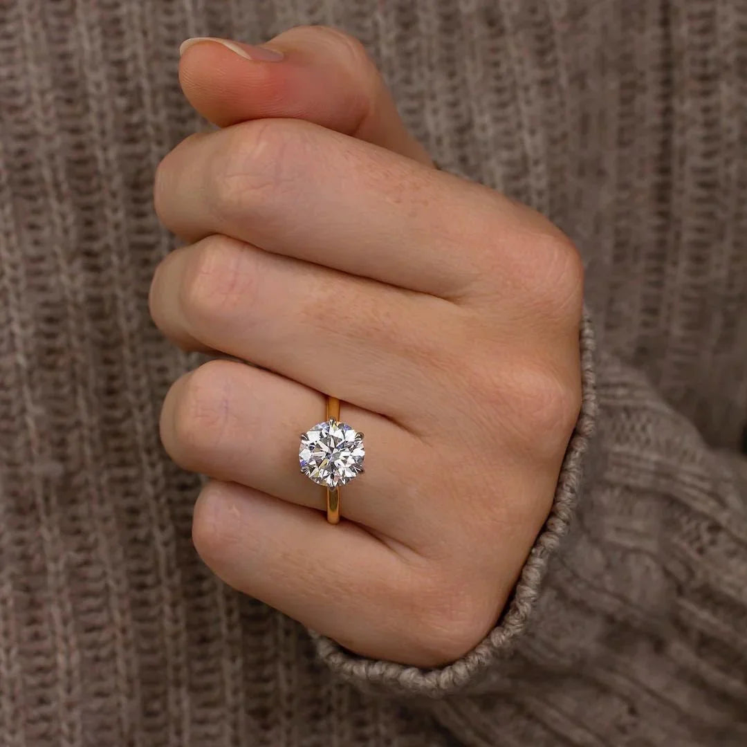 2.00ct Two-Tone Round Lab Grown Diamond Engagement Ring | Cathedral 6-Prong Setting | IGI Certified 