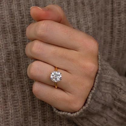 2.00ct Two-Tone Round Lab Grown Diamond Engagement Ring | Cathedral 6-Prong Setting | IGI Certified 