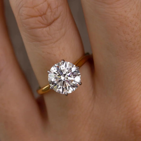 2.00ct two-tone round lab grown diamond engagement ring cathedral 6-prong IGI certified bridal wedding gold fine jewelry elegant band luxury design