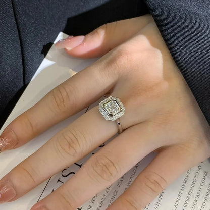Elegant 2.00TCW asscher lab grown diamond engagement ring IGI certified bezel halo cathedral ethical diamond solitaire engagement wedding bridal jewelry ring