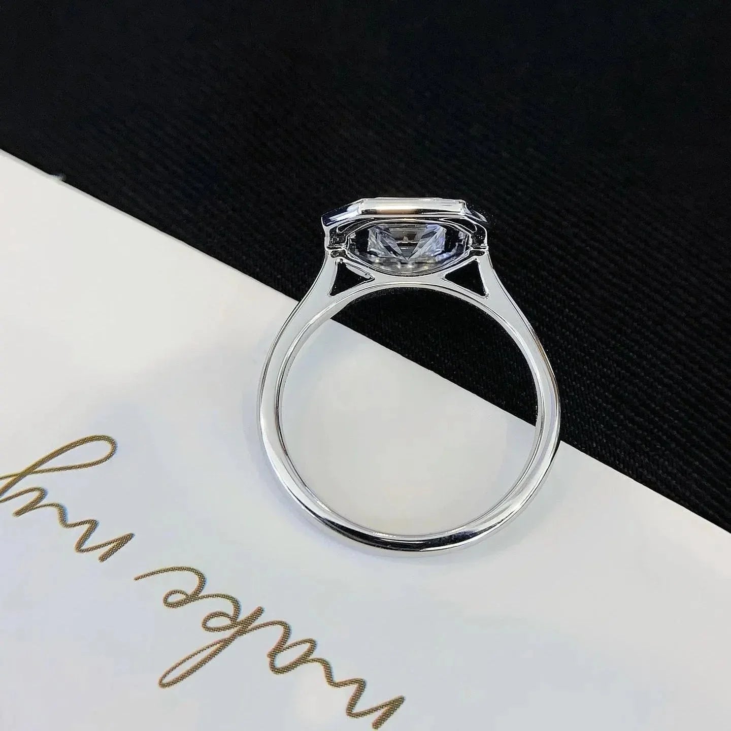 2.00TCW Asscher Lab Grown Diamond Engagement Ring | Bezel Halo Cathedral Setting | IGI Certified 