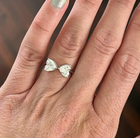 Modern 2.00TCW heart shape lab grown diamond engagement ring IGI certified toi et moi setting ethical diamond engagement wedding bridal jewelry ring luxury
