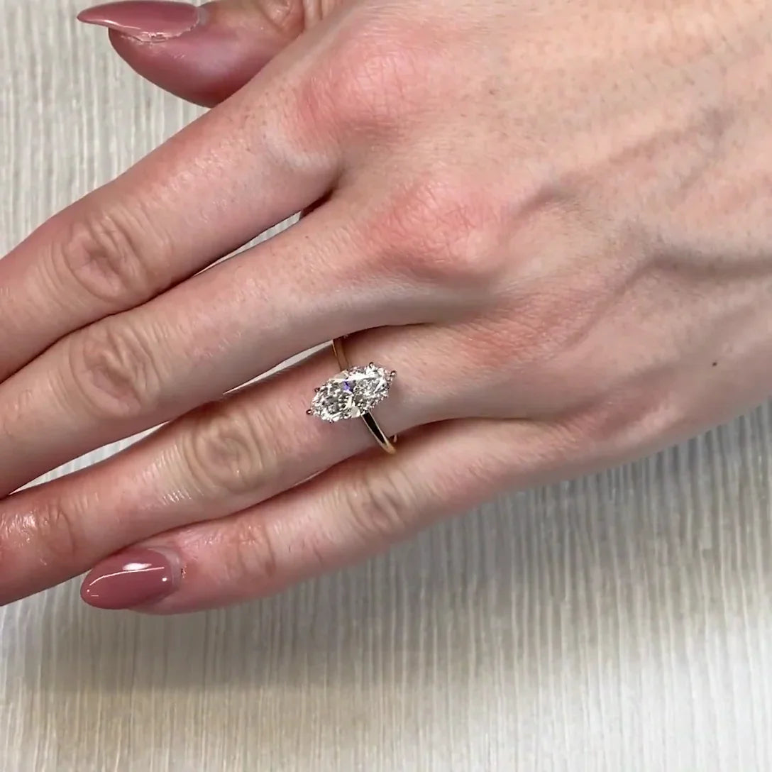Modern 2.00TCW marquise cut lab grown diamond engagement ring IGI certified hidden halo setting ethical diamond engagement wedding bridal jewelry ring luxury