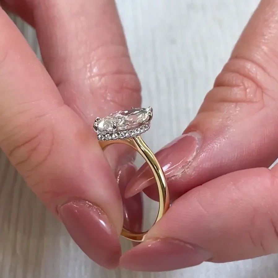 Elegant 2.00TCW marquise lab grown diamond engagement ring IGI certified hidden halo ethical diamond solitaire engagement wedding bridal jewelry ring fine