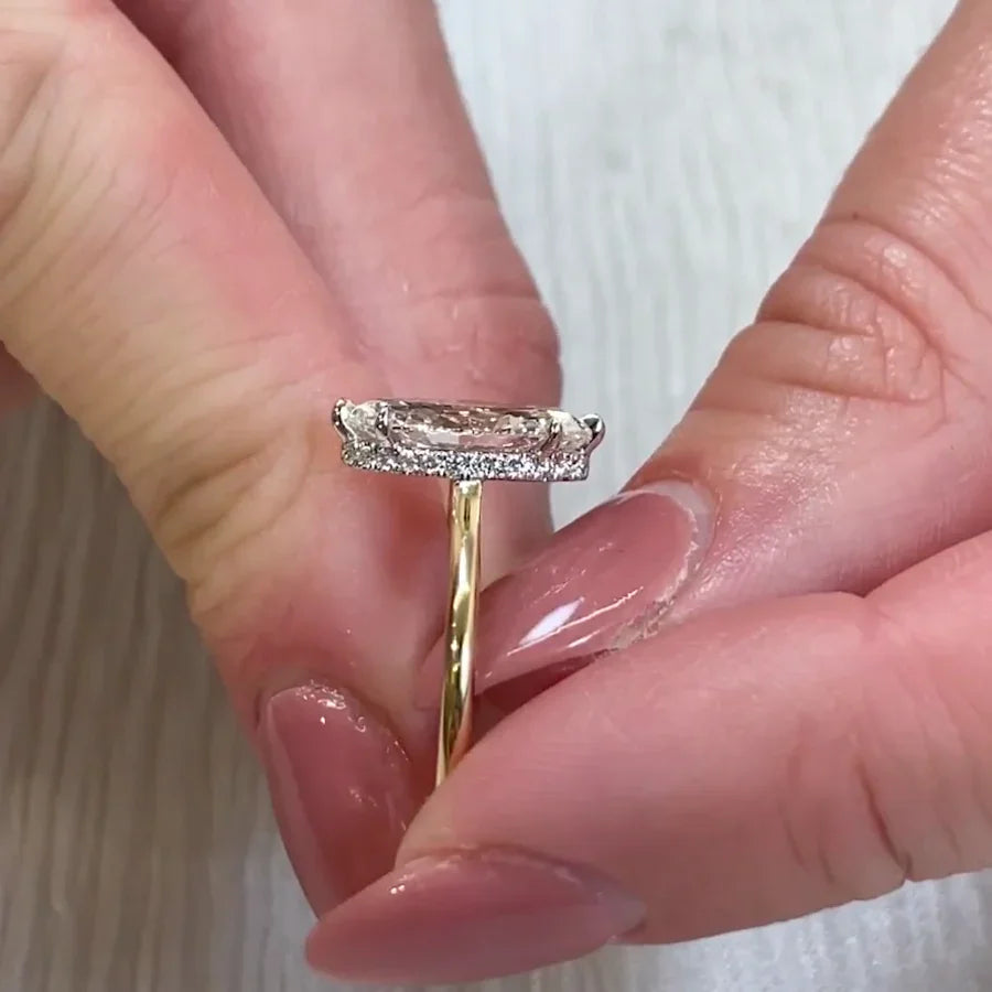 Brilliant 2.00TCW marquise lab grown diamond engagement ring IGI certified ethical lab diamond hidden halo setting engagement wedding bridal luxury ring