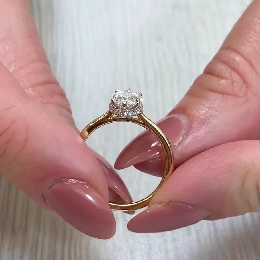 2.00TCW Marquise Lab Grown Diamond Engagement Ring | Hidden Halo Setting | IGI Certified 