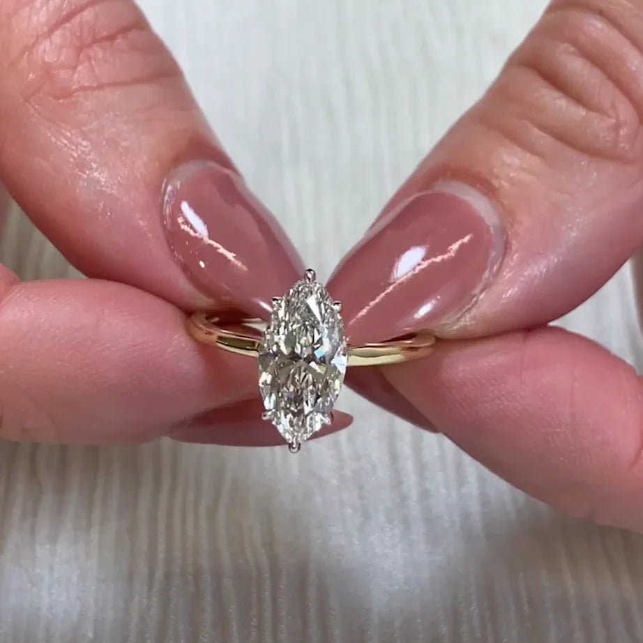Luxury 2.00TCW marquise lab grown diamond engagement ring IGI certified ethical diamond hidden halo setting wedding bridal fine jewelry engagement ring