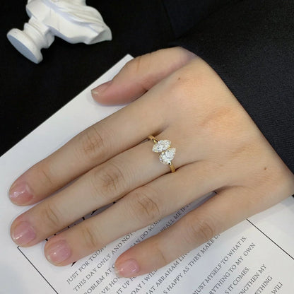 Elegant 2.00TCW marquise pear lab grown diamond engagement ring IGI certified toi et moi setting ethical diamond engagement wedding bridal jewelry ring fine
