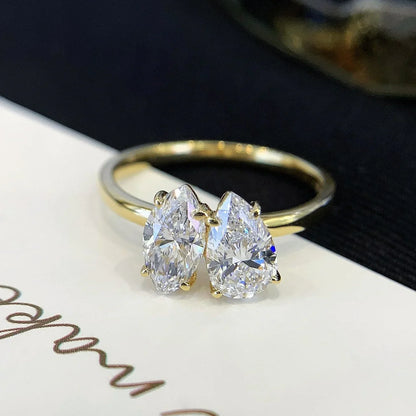 Premium 2.00TCW marquise pear lab grown diamond engagement ring IGI certified sustainable diamond toi et moi setting engagement wedding bridal fine jewelry ring