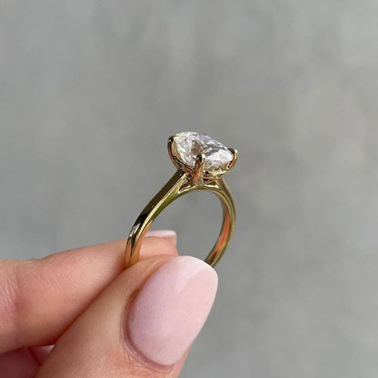 Premium 2.00TCW oval lab grown diamond engagement ring IGI certified sustainable diamond cathedral 4 claw setting engagement wedding bridal fine jewelry ring