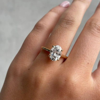 2.00TCW Oval Lab Grown Diamond Engagement Ring | 4-Claw Cathedral Setting | IGI Certified 